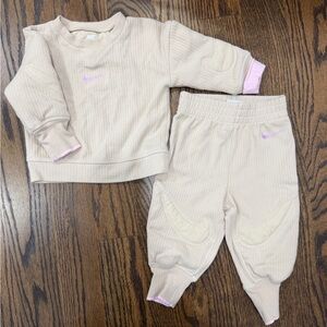 Nike Kids Beige and Pink Sweatpants Set